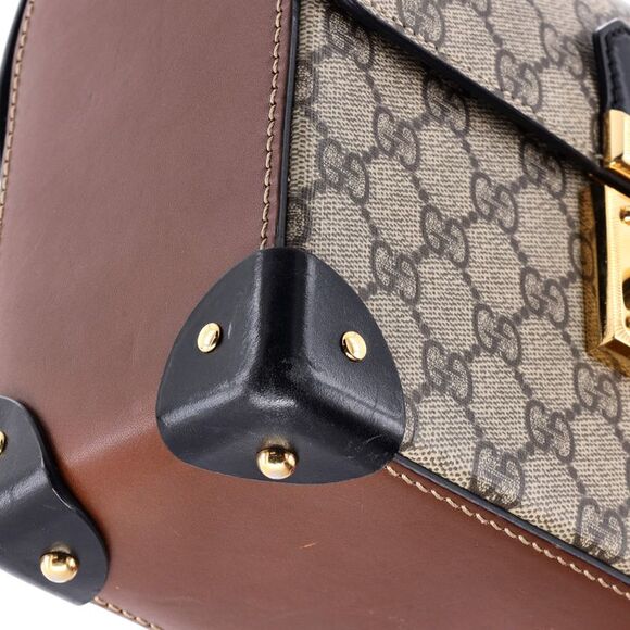 Gucci Padlock Bamboo Shoulder Bag GG Coated Canvas Small Brown - Picture 6 of 8